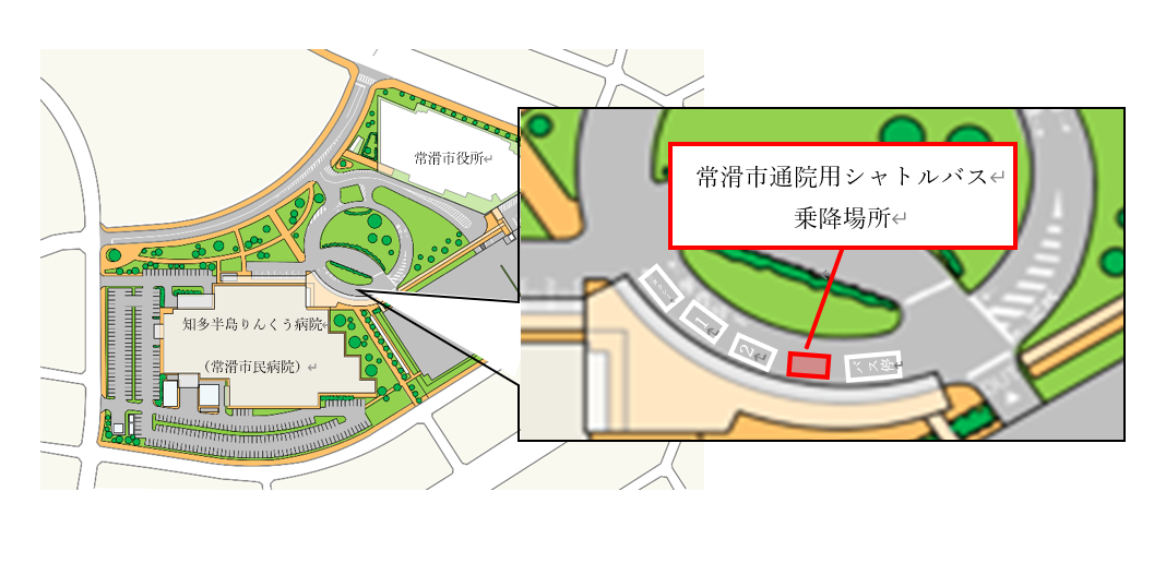 常滑市通院用シャトルバス乗降者場所図